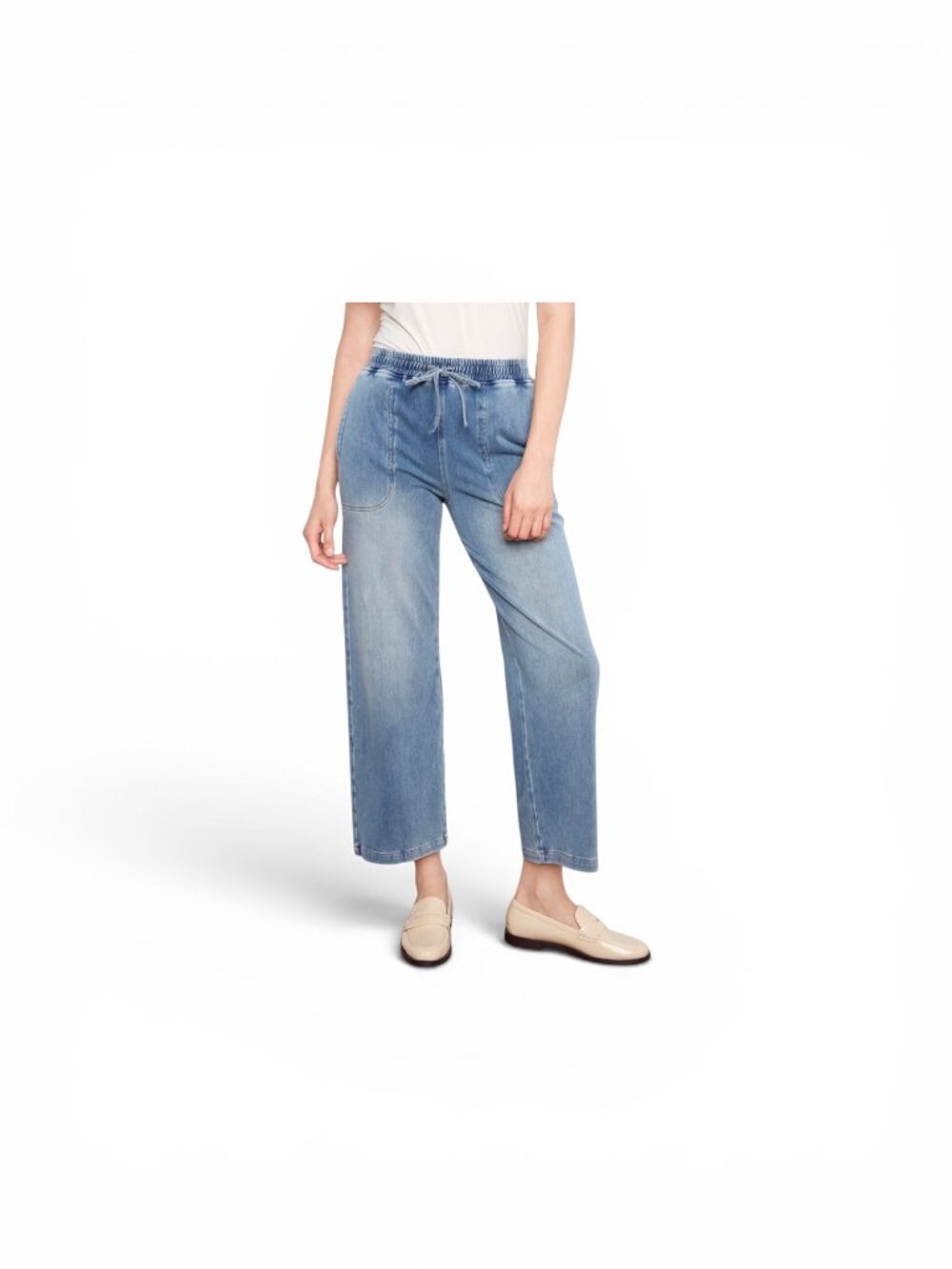Charlie B Knit Wide-Leg Denim Drawstring Stretch Jogger - Size M - Picture 3 of 9